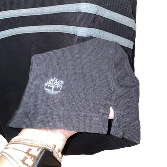Timberland Black & Gray Striped Waffle Knit Top - Picture 2 of 6